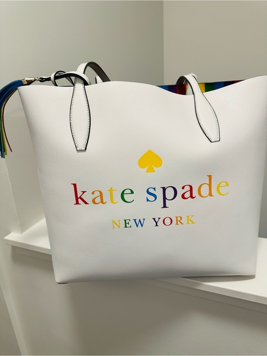 kate spade Handbags - kate spade Large Reversible White Rainbow Logo Tote